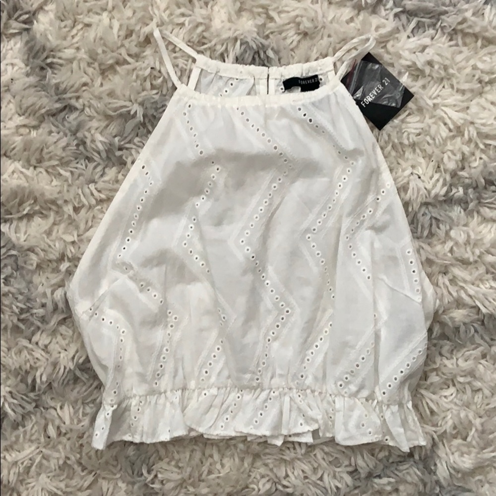 White scrunch bottom crop top